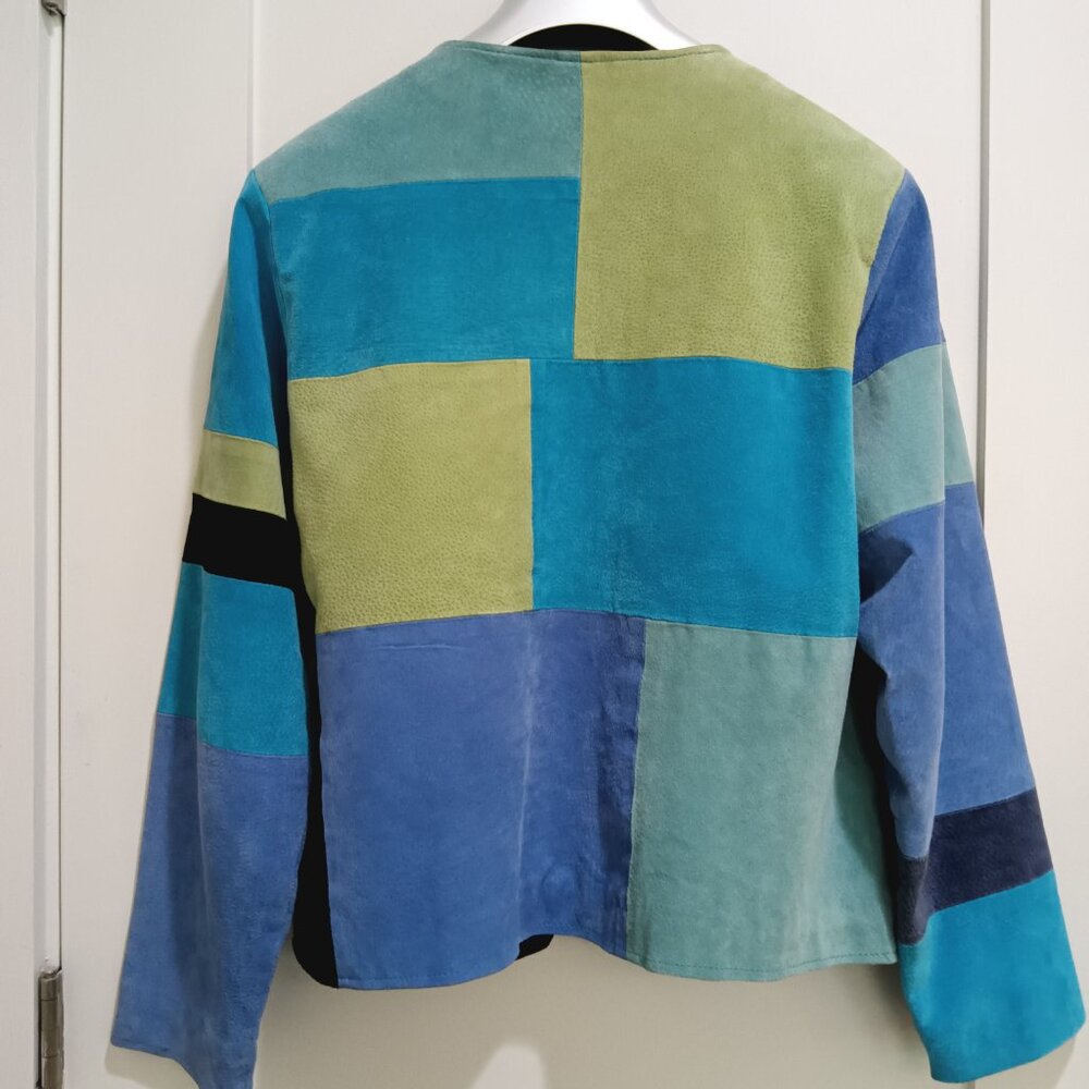 Karen Arnold Vintage Patchwork Retro Suede Jacket Size L - Picture 2 of 3
